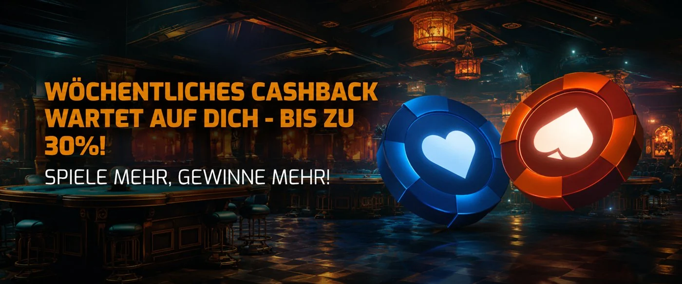 Wöchentliches Cashback bis zu 30% bei Casino Intense